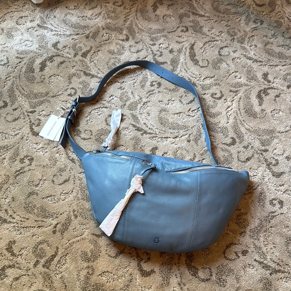 Stylish Blue Leather Shoulder Bag